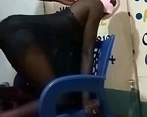 skinny african teen slut bent over takes rough doggystyle pussy pounding