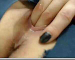 brunette with nice ass rides dildo on webcam