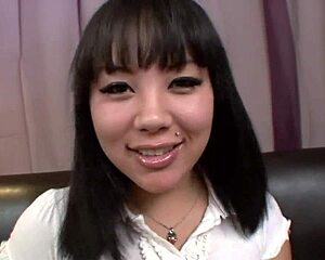 pov fucking this curvy shaved asian milf's tight hairless pussy