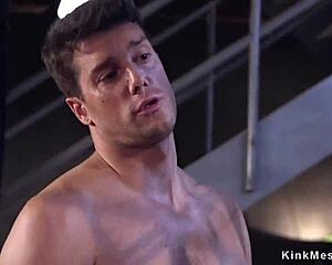 bound busty slut endures rough anal pounding while tied tight in bdsm session