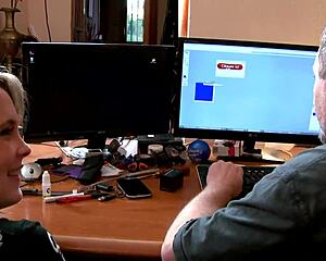 larry slams his slutty secretary hard!