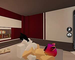 nice femdom duel in roblox with rough pussy riding and creampie 😏💦