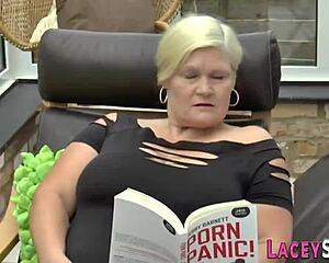 this busty british granny gets oral pleasure then sucks cock eagerly