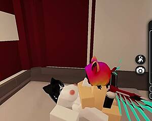 nice femdom duel in roblox with rough pussy riding and creampie 😏💦