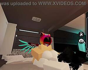 nice femdom duel in roblox with rough pussy riding and creampie 😏💦