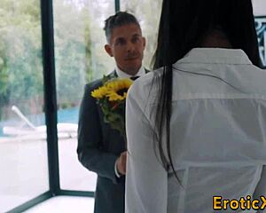 gorgeous small tit teen babe 😍 rides monster cock hard till cumshot 💦