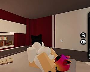nice femdom duel in roblox with rough pussy riding and creampie 😏💦