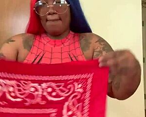 spider girl shabrim cosplay strip til i rip clothes off her