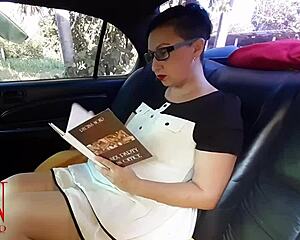 Naughty Secretary Wife of Boss in Steamy Car Threesome Jerk Off Story?