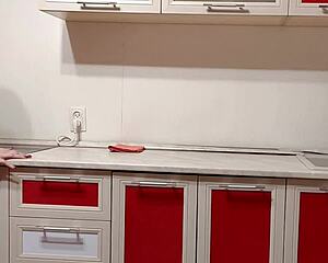 kitchen milf housewife joi rips skirt flashes puffy wet pussy striped panties smelly socks feet tease