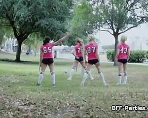 ever had sexy soccer babes in uniforms blow you hard in a wild group pov session?