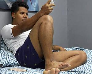 Stepsister massages stepbrothers cock so good!