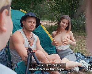 Wives swap rimjobs then anal fuck shy teens in forest camping 4some 😲🍑🌲