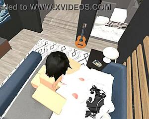 experienced player grabs those big boobs for missionary sex in the roblox condo