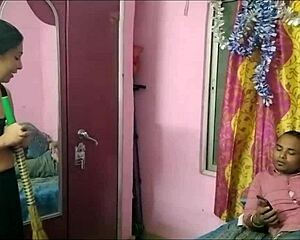 indian man bends over his kaamwali bhabhi for deep pussy pounding creampie while wife away homemade