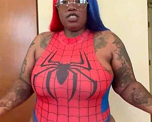 spider girl shabrim cosplay strip til i rip clothes off her