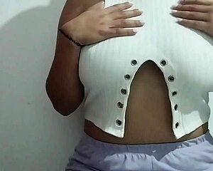 omg this horny milf massages her huge tits so good homemade 😍🍈💦