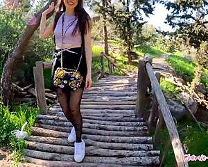 Cute girlfriend bends over for monster cock on Athens vacation