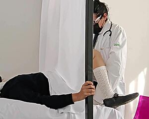 doctor sneaks monster cock into latina patient's checkup, almost caught pounding ass