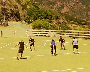 Eva angelina in fishnets deepthroats thick dick then fucks it outdoors bent over