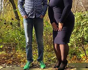 Ever Seen Your Chubby Mother-in-Law's Hairy Wet Beaver Flashing Outdoors in Stockings?