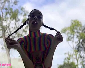 Petite latina slut sucks cock rough then ahegao faces during tight pussy doggystyle