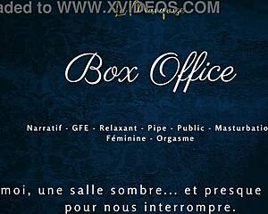 Box Office French Babe Gives Gentle Public Blowjob with Dirty Talk!