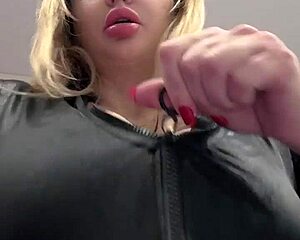 i can't contain these massive juicy natural tits bursting from tight leather milf style