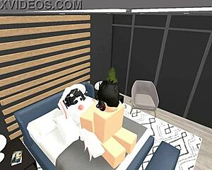 experienced player grabs those big boobs for missionary sex in the roblox condo