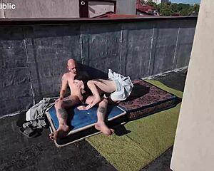 Skinny Stacy's tight ass gets publicly pounded and creampied outdoors.