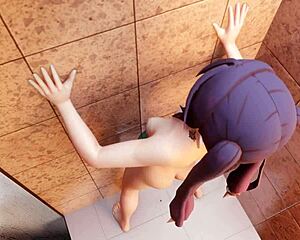 Mona Toys Pussy with Slime Dildo in Bathroom Solo