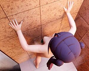 Mona Toys Pussy with Slime Dildo in Bathroom Solo