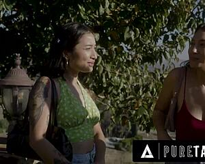 Creepy Tour Guide Drills Bella Rolland and Avery Black in Taboo FFM Threesome