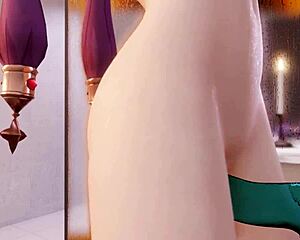 Mona Toys Pussy with Slime Dildo in Bathroom Solo