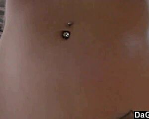 Teen rips clothes for quick cash fingering her pierced tits