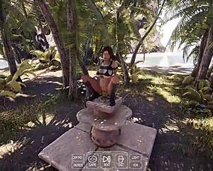 lara croft lubes dildo with pussy juices awakens lust mark 3d hentai