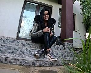 How Much Cum Can My Shiny Down-Jacket Take From The Horny Gardeners Worshiping My Huge Ass?