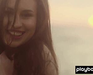 Adorable Demi Fray Strips Naked And Poses Petite On Rocks