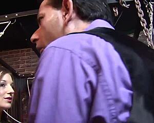 Dungeon orgy explodes with lingerie sluts riding cocks everywhere