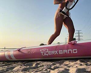 Blonde milf goddess sup yoga wet pussy lush toy public cumshot