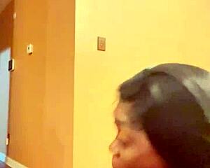 ebony babe sucks bbc then rides missionary for hot creamy living room orgasm