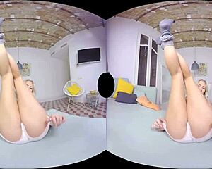 blonde czech babe rams dildo outdoors in public vr thrill