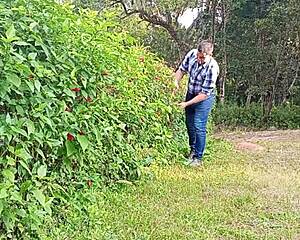 whoa this mega hung brazilian bear jerks his thick cock till it explodes milk on the farm! 💦🍆