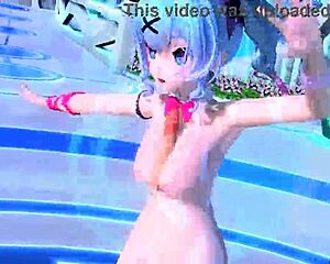 hatsune miku slips into nude rabbit hole costume mod teasing big tits and ass with toy