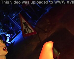 after club dancing she drags me to alley for blowjob then pussy pounding