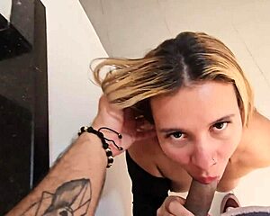 Horny Best Friend's Wife Sucks My Cock Behind His Back