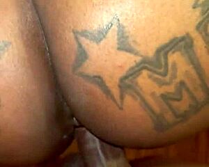 ebony babe sucks bbc then rides missionary for hot creamy living room orgasm