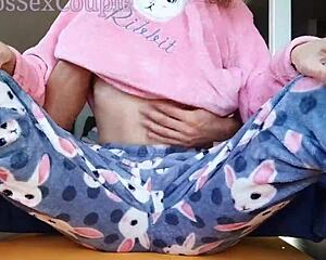 Stepdaddy Fingers Petite Asian Teen's Tight Pussy and Small Tits Tease