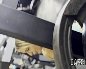 two blondes give the hottest double blowjob by the pool outdoors