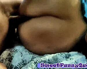 that black bbw with fat ass takes creamy cock from the side until she cums all over her huge cheeks